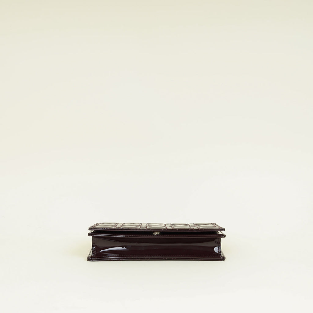 Christian Dior Burgundy Lady Dior Pouch With Chain