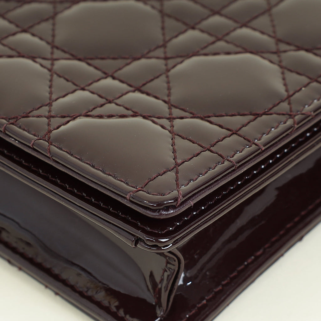 Christian Dior Burgundy Lady Dior Pouch With Chain