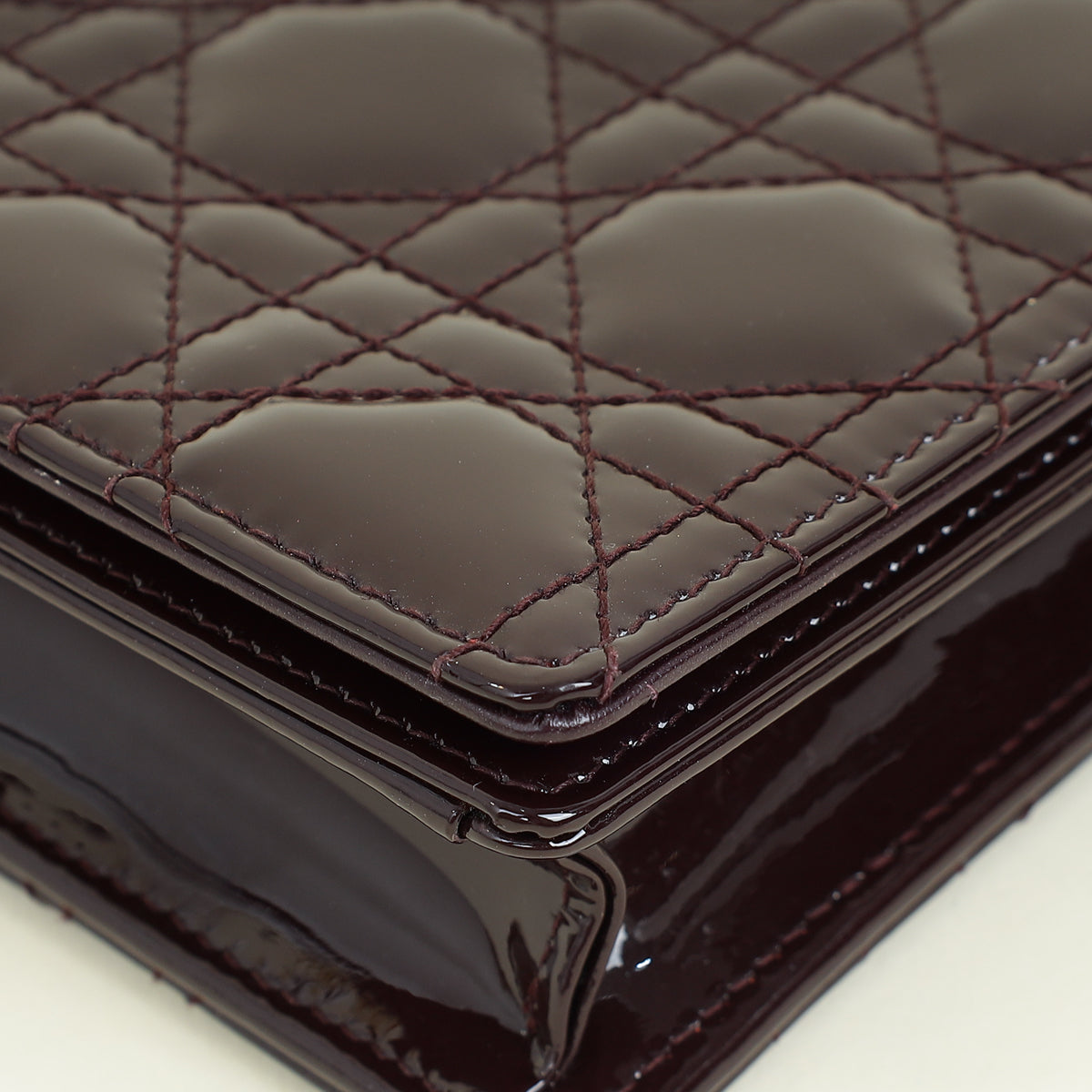 Christian Dior Burgundy Lady Dior Pouch With Chain