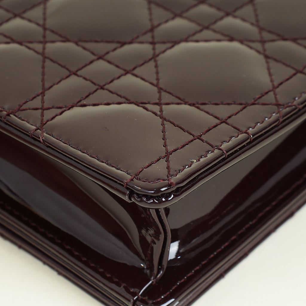 Christian Dior Burgundy Lady Dior Pouch With Chain