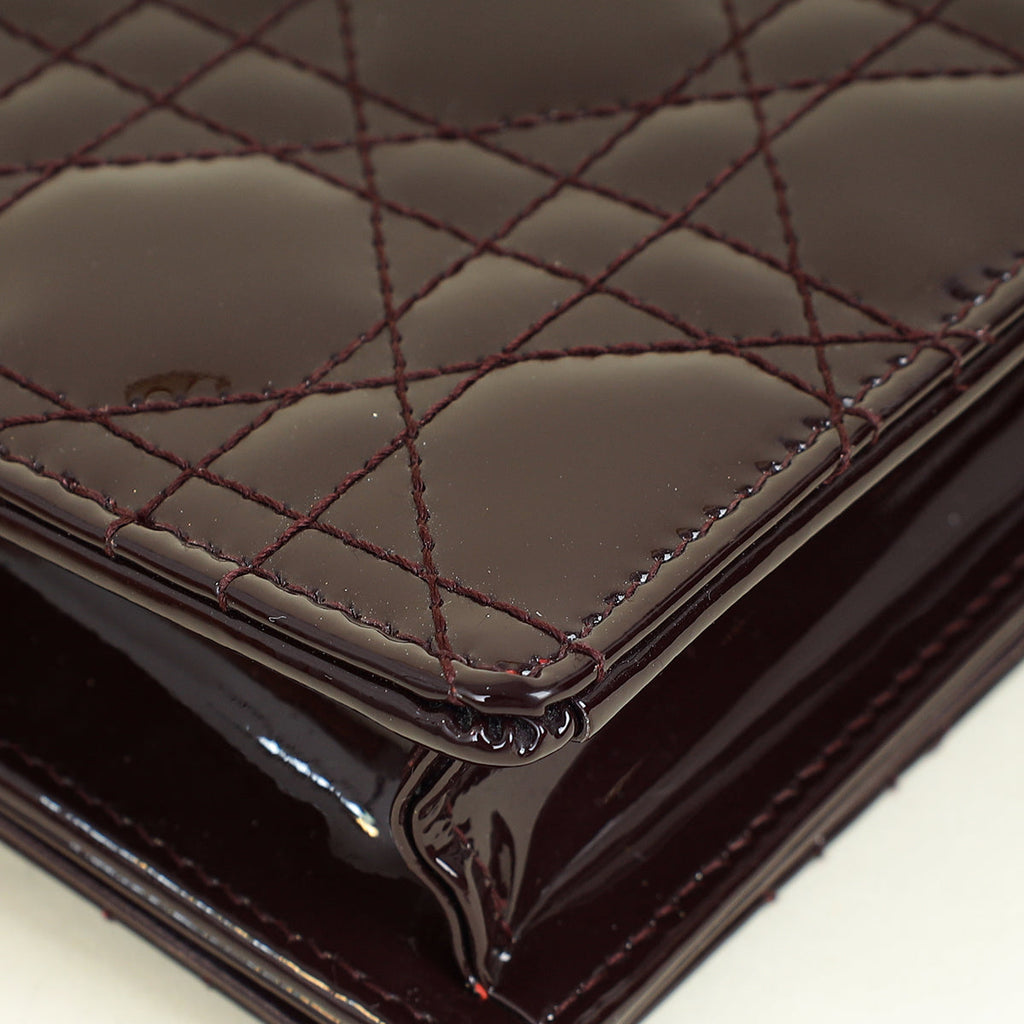 Christian Dior Burgundy Lady Dior Pouch With Chain