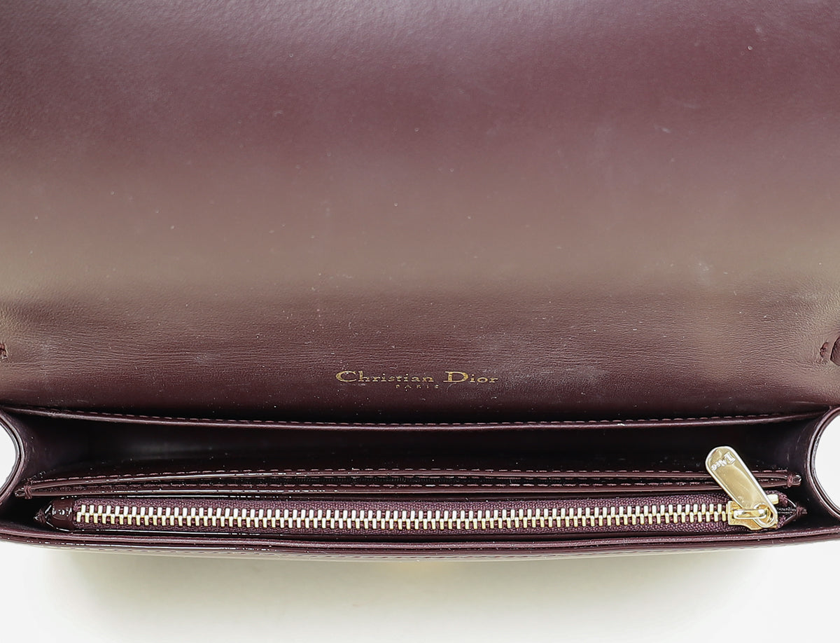 Christian Dior Burgundy Lady Dior Pouch With Chain