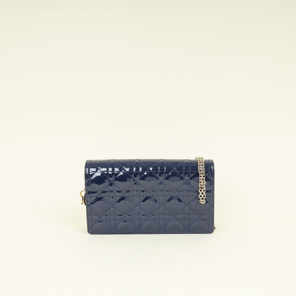 Christian Dior Navy Lady Dior Pouch on Chain