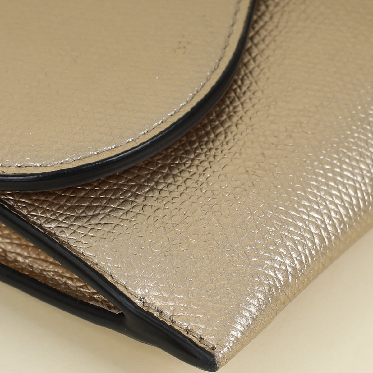 Christian Dior Metallic Champagne Saddle Long Wallet with Chain