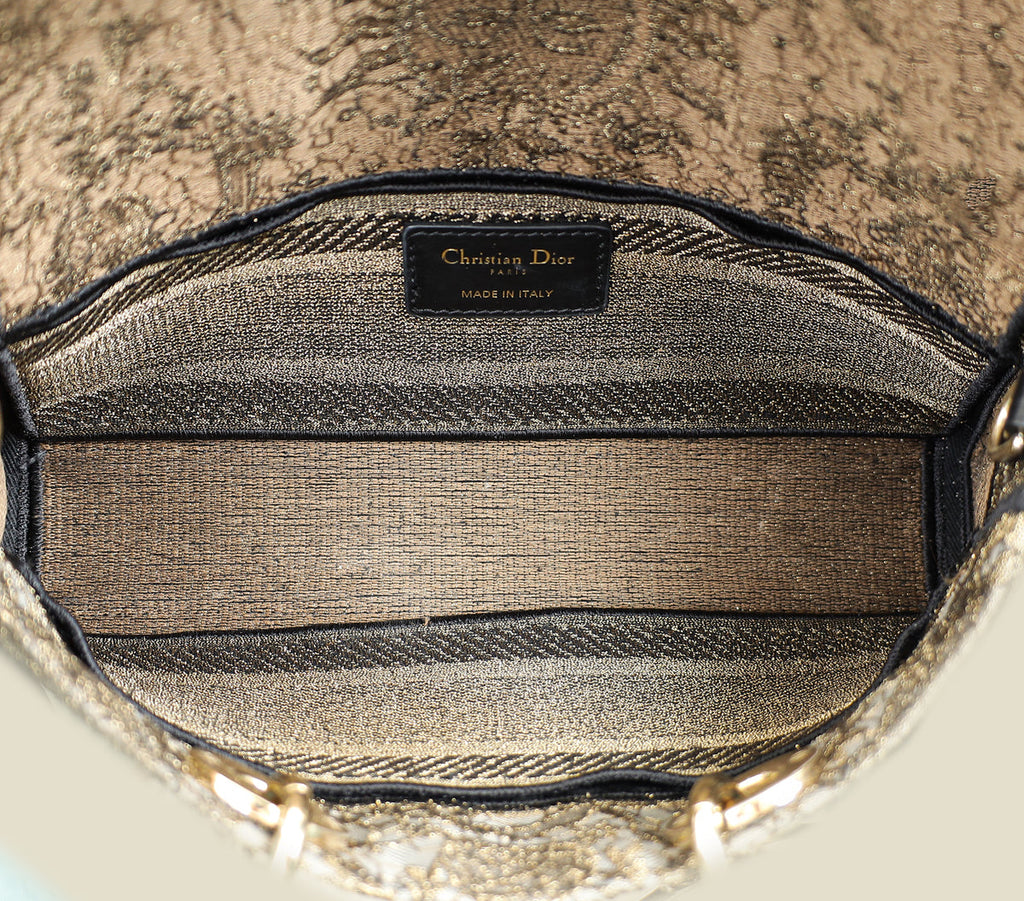 Christian Dior Bronze Lady D-Joy Embroidery Macramé Motif Medium Bag