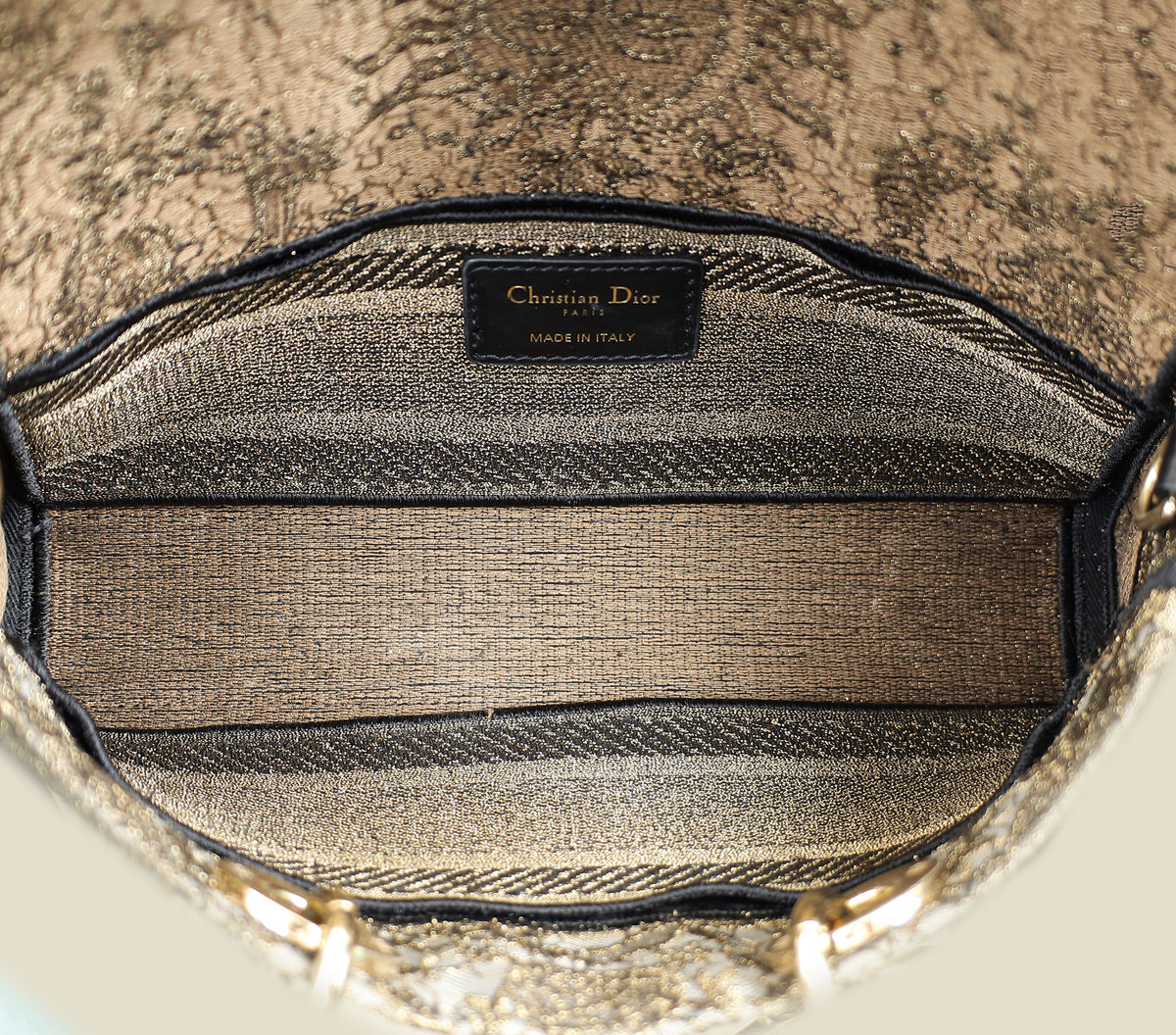Christian Dior Bronze Lady D-Joy Embroidery Macramé Motif Medium Bag
