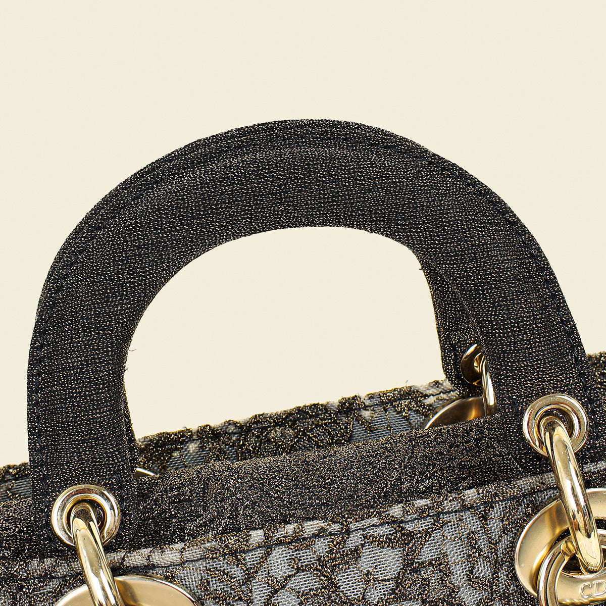 Christian Dior Bronze Lady D-Joy Embroidery Macramé Motif Medium Bag