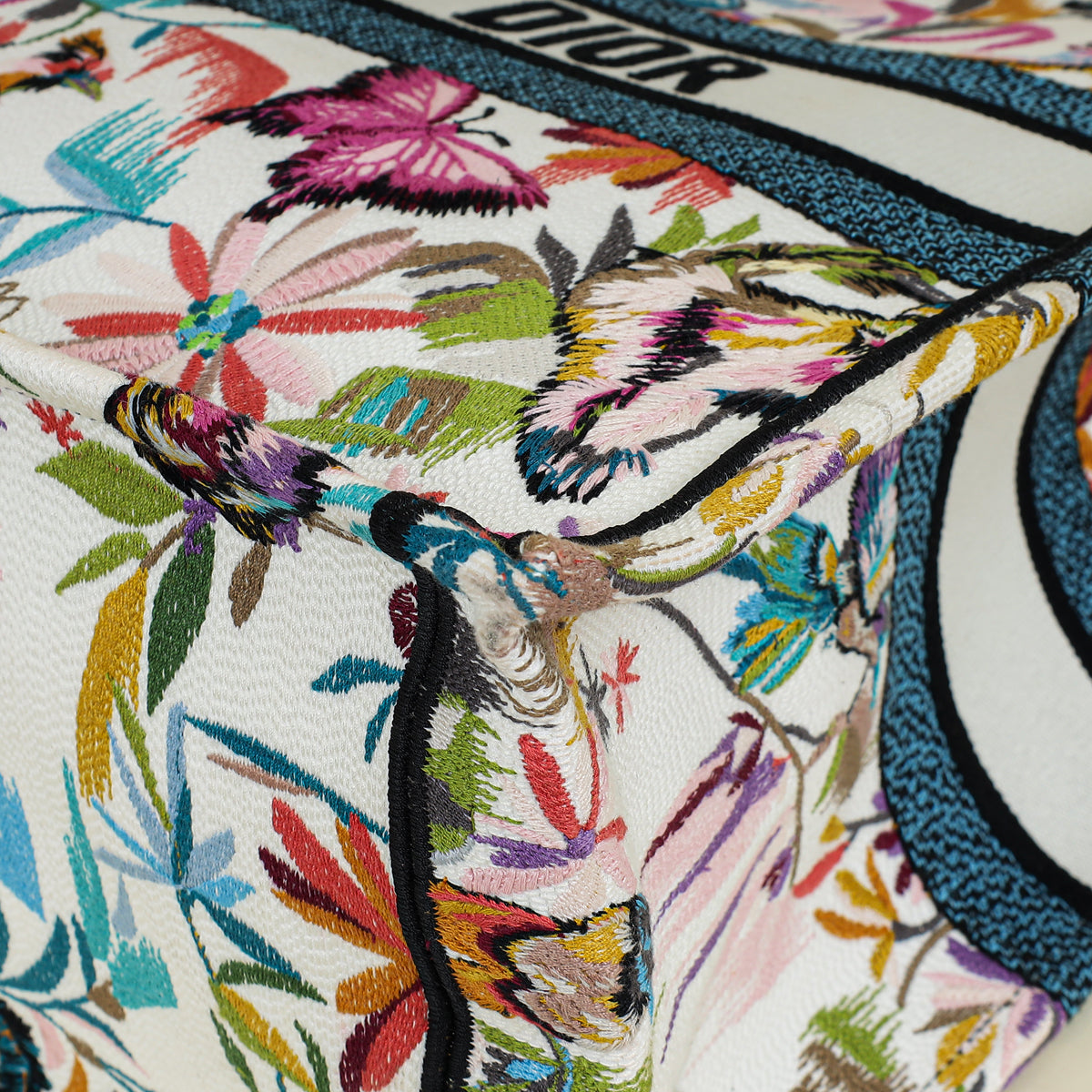 Christian Dior White Multicolor Toile de Jouy Fantastica Book Tote Large Bag
