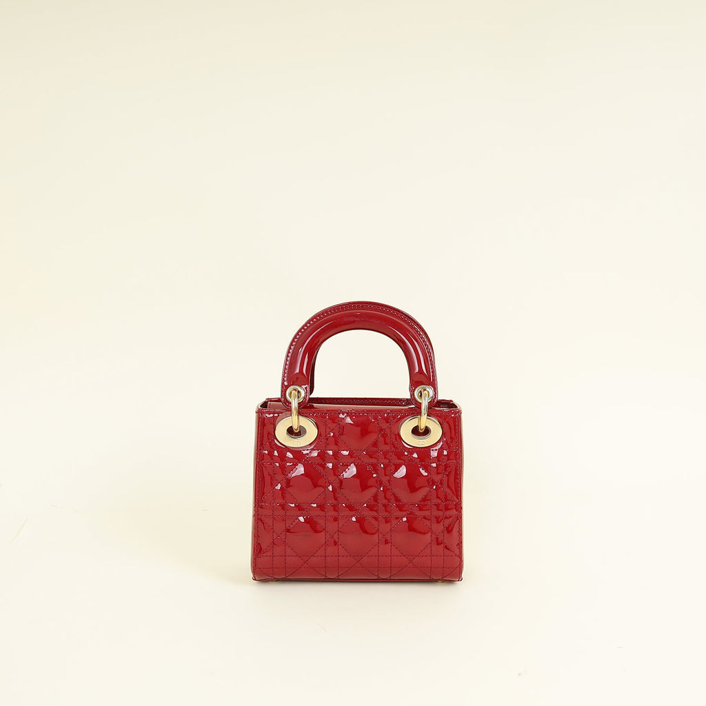 Christian Dior Cherry Red Lady Dior Mini Chain Bag
