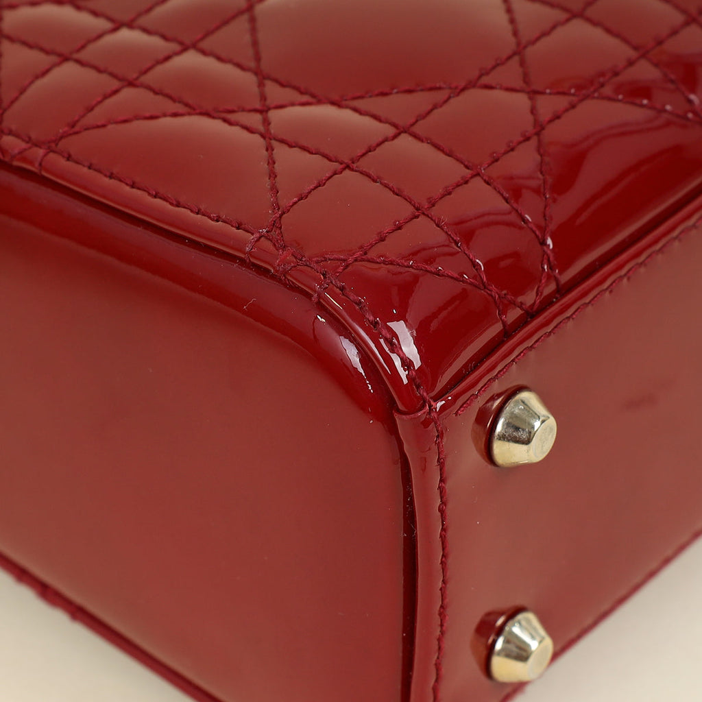 Christian Dior Cherry Red Lady Dior Mini Chain Bag
