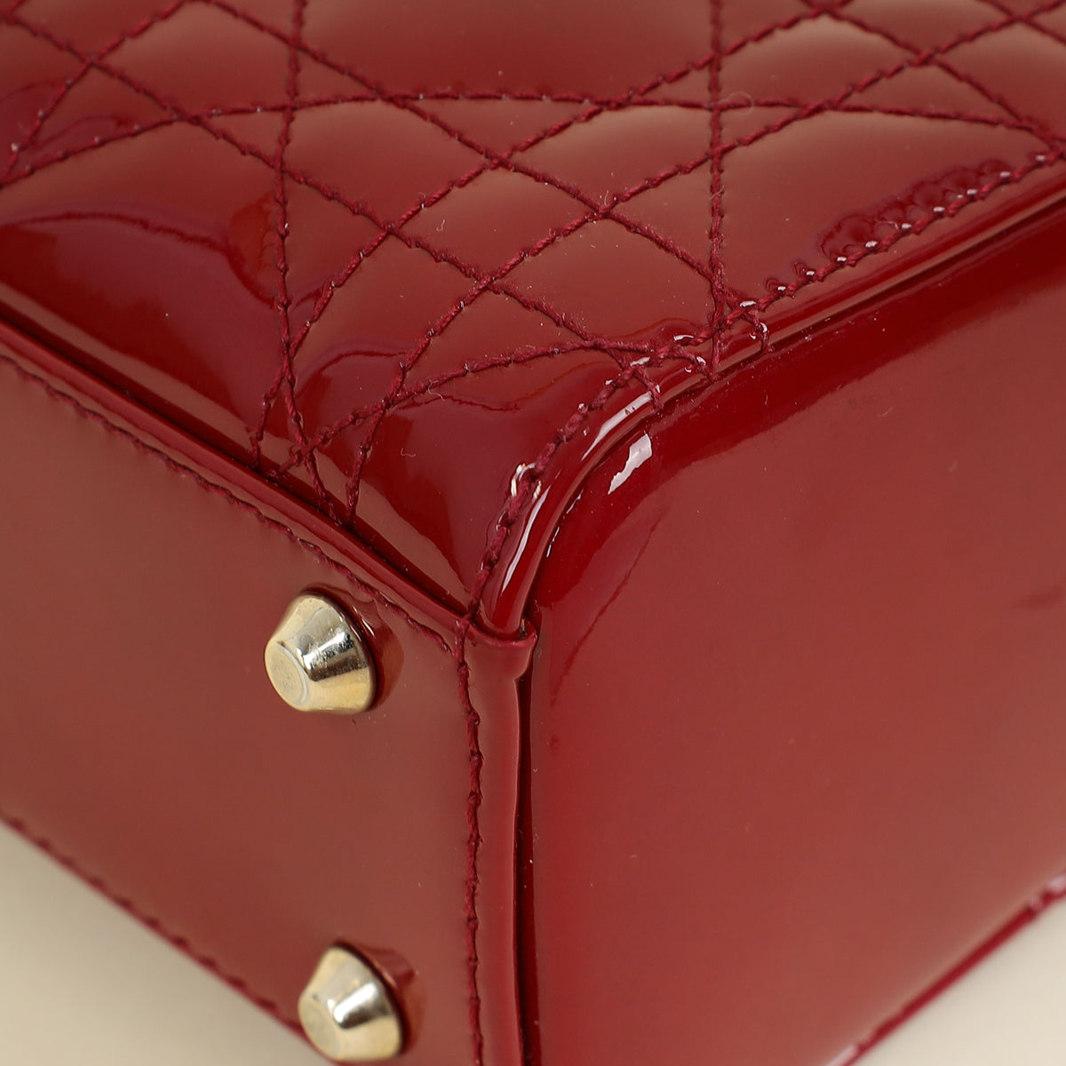 Christian Dior Cherry Red Lady Dior Mini Chain Bag