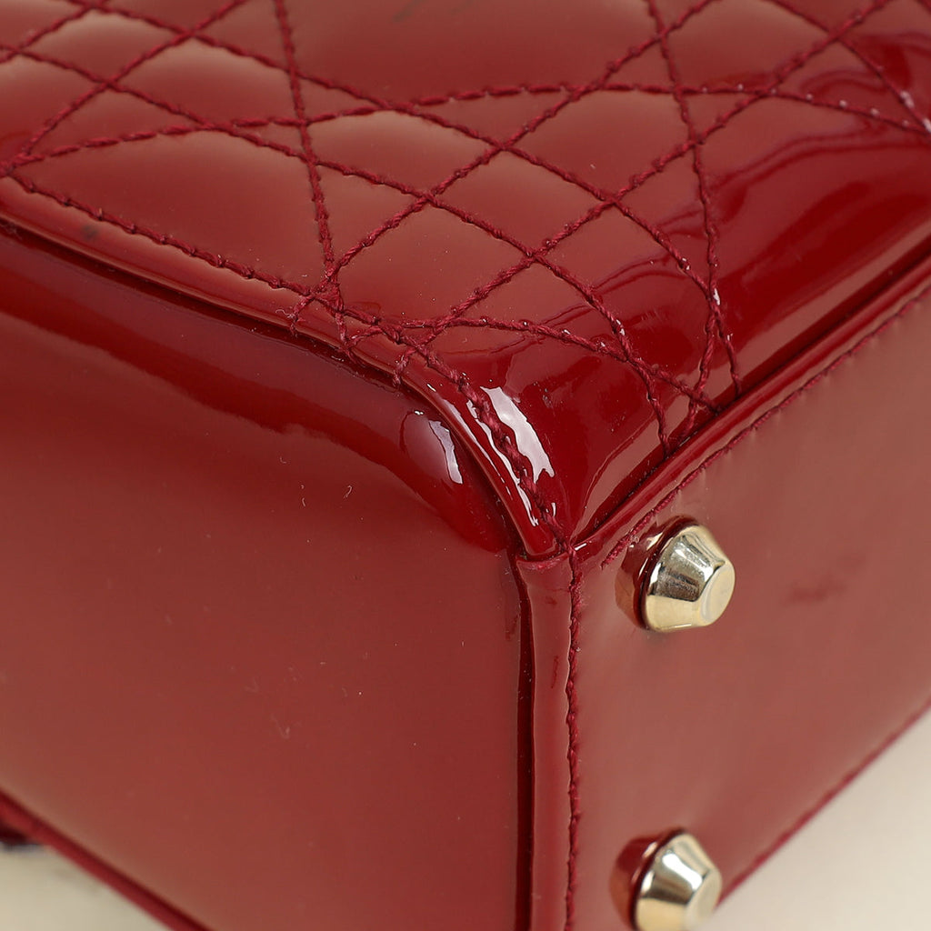Christian Dior Cherry Red Lady Dior Mini Chain Bag
