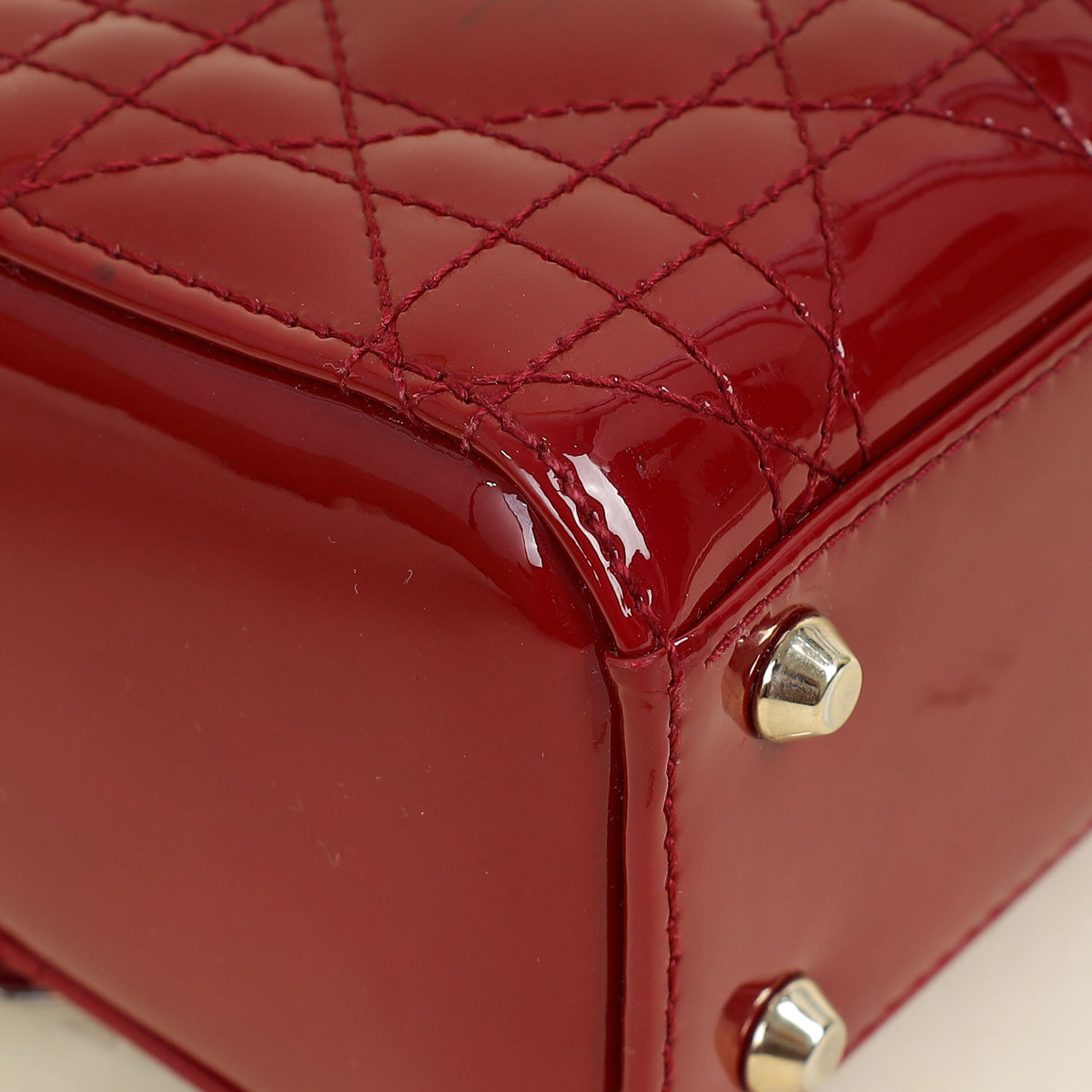 Christian Dior Cherry Red Lady Dior Mini Chain Bag