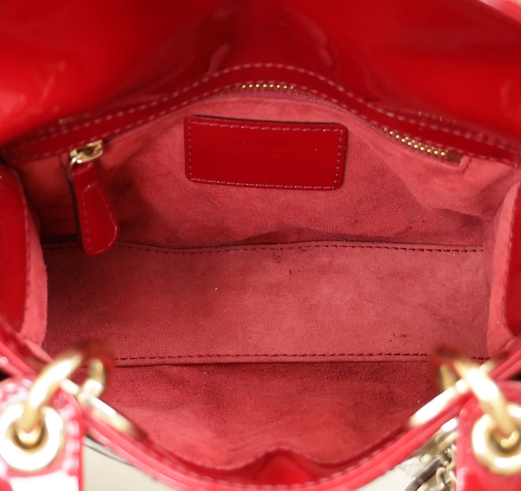 Christian Dior Cherry Red Lady Dior Mini Chain Bag