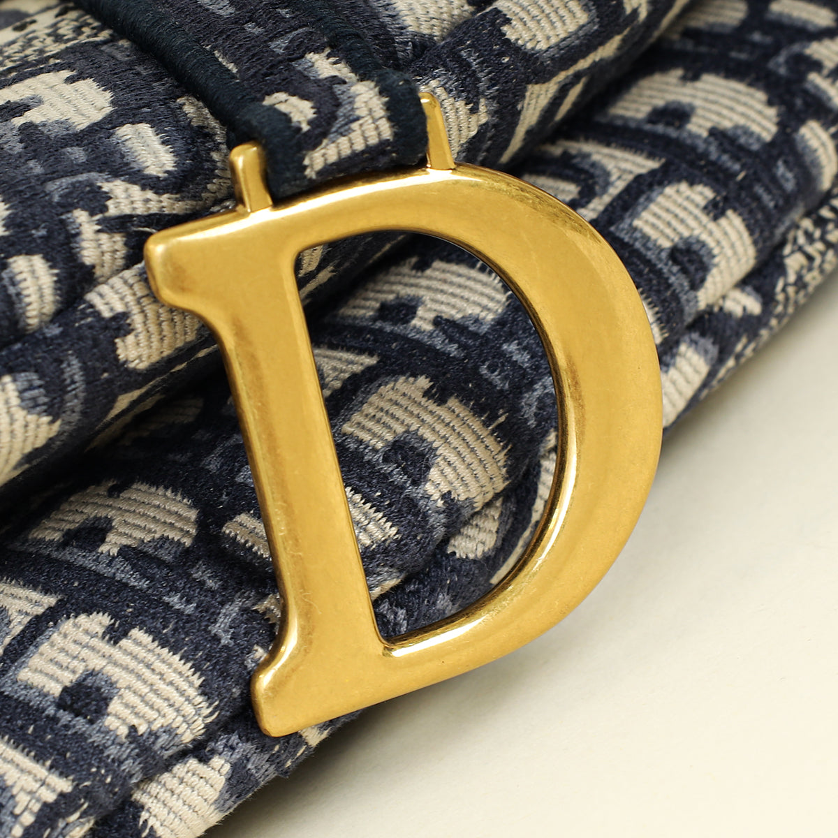 Christian Dior Blue Oblique Saddle Medium Bag w/ Medallion Strap