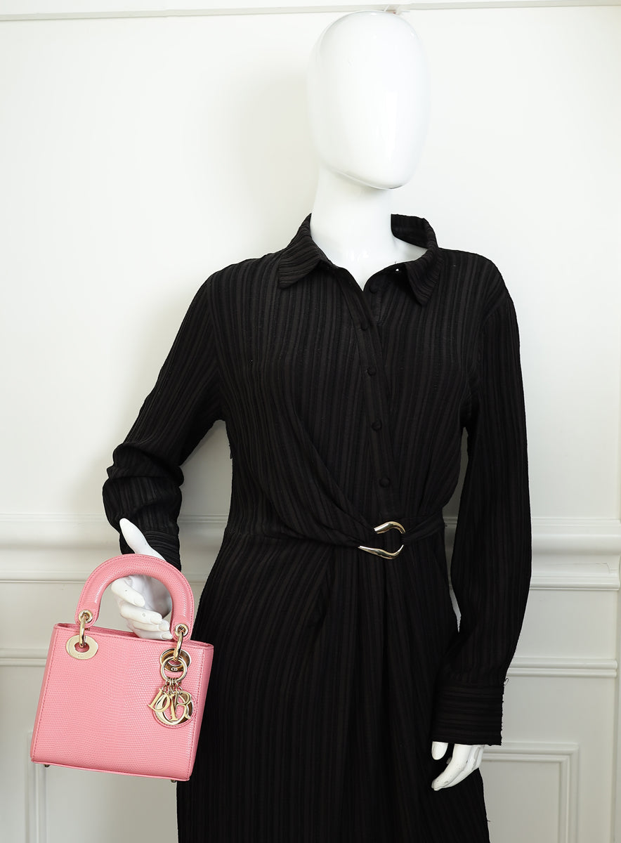 Christian Dior Pink Lady Dior Mini Lizard Chain Bag