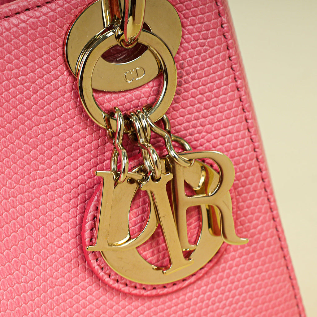 Christian Dior Pink Lady Dior Mini Lizard Chain Bag