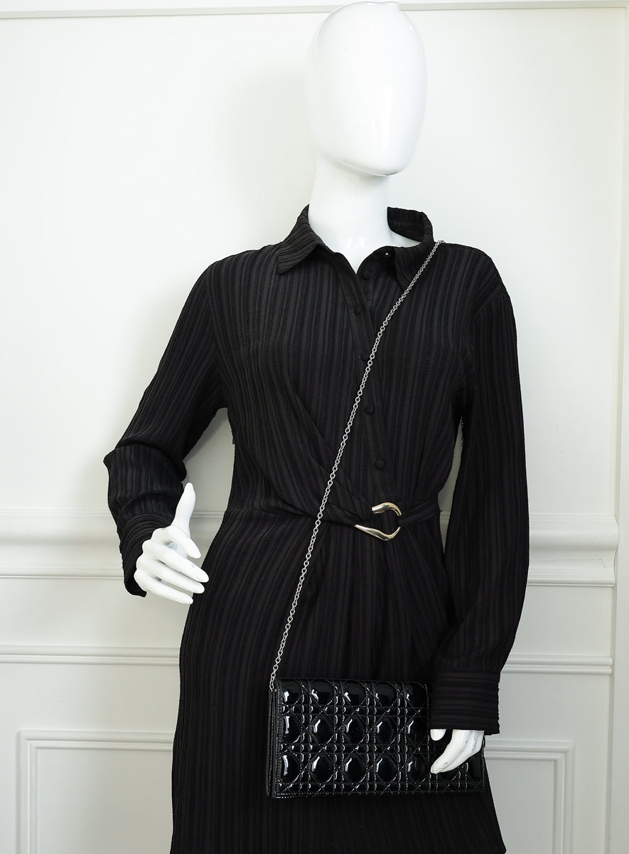 Christian Dior Black Lady Dior Convertible Clutch
