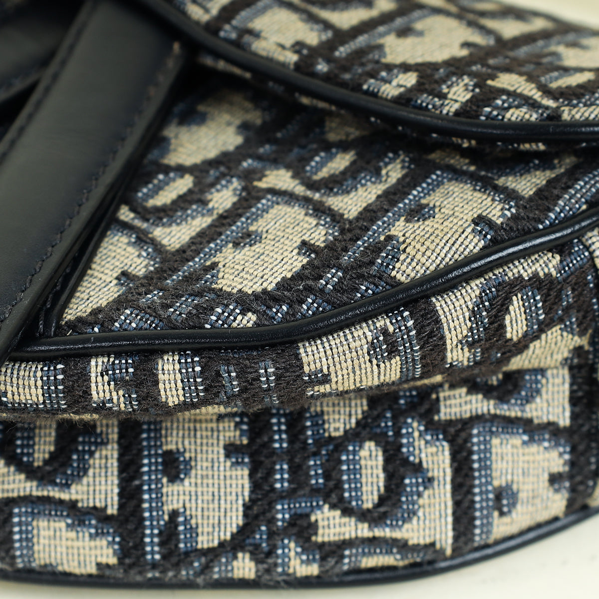 Christian Dior Navy Blue Oblique Mini Saddle Bag W/ Strap