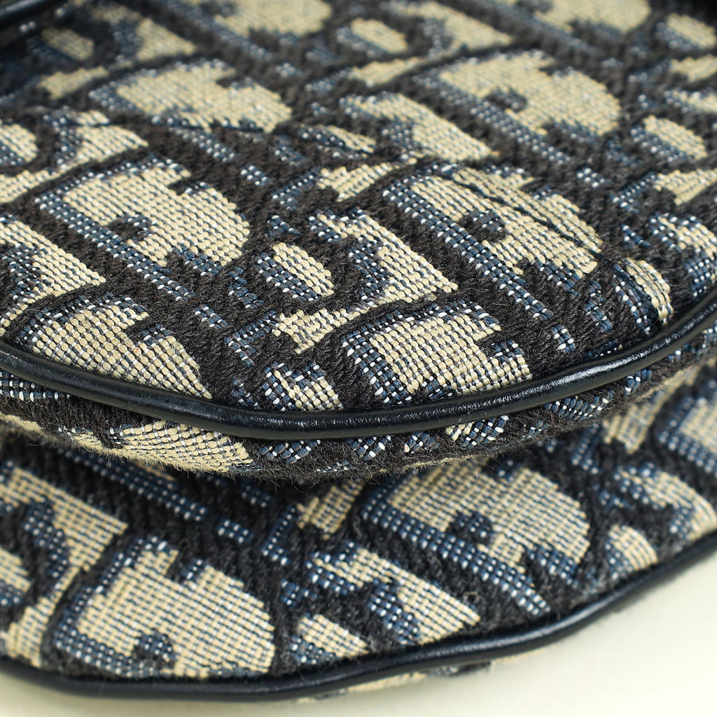 Christian Dior Navy Blue Oblique Mini Saddle Bag W/ Strap