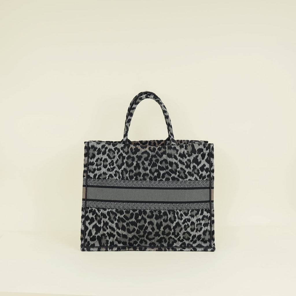 Christian Dior Bicolor Leopard Book Large Tote Bag