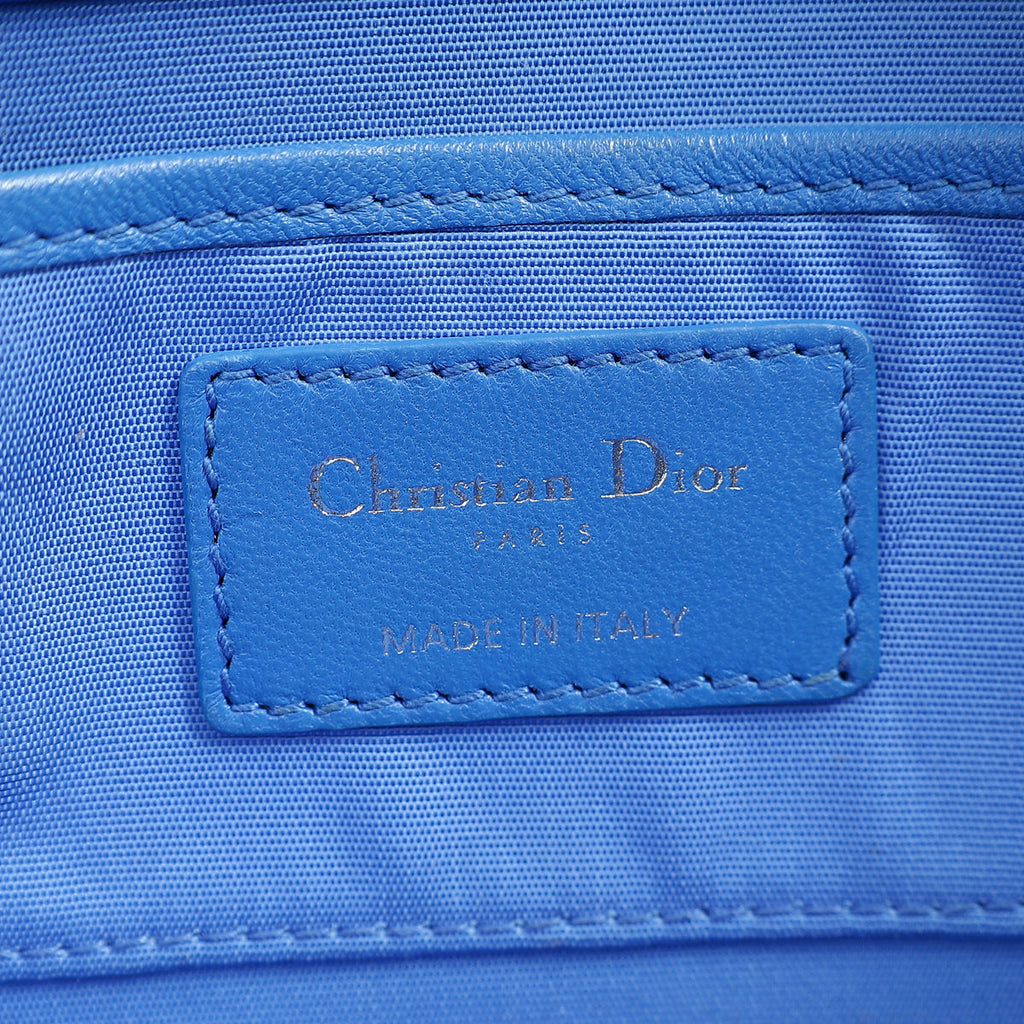 Christian Dior Blue Lady Dior Cannage Convertible Chain Clutch