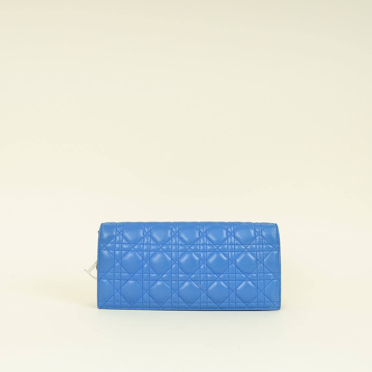 Christian Dior Blue Lady Dior Cannage Convertible Chain Clutch