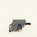 Christian Dior Navy Blue Oblique Saddle Flat Belt Pouch