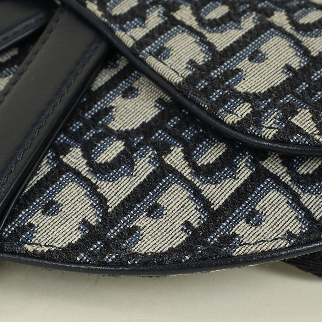 Christian Dior Navy Blue Oblique Saddle Flat Belt Pouch