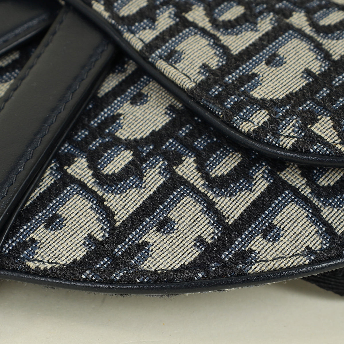 Christian Dior Navy Blue Oblique Saddle Flat Belt Pouch