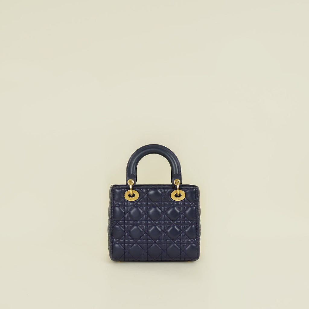 Christian Dior Navy Blue Lady Dior Small Jeweled owl Bag