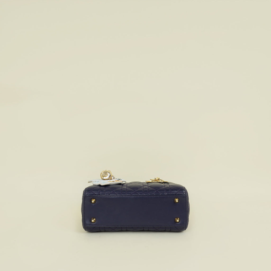 Christian Dior Navy Blue Lady Dior Small Jeweled owl Bag