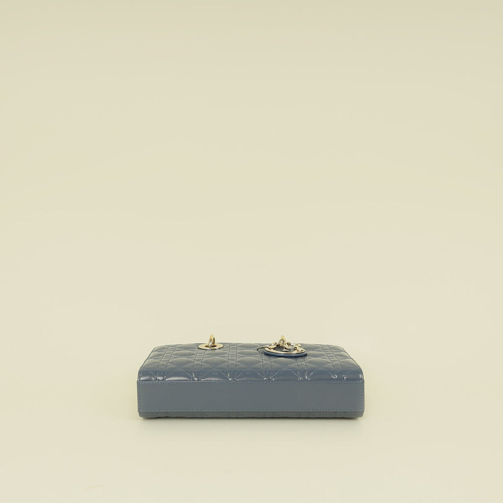 Christian Dior Metallic Midnight Blue Lady D-Joy Medium Bag