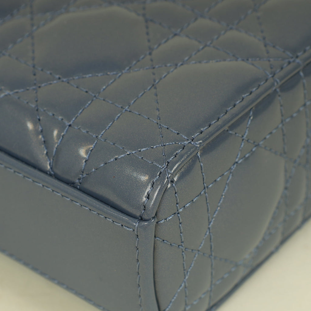 Christian Dior Metallic Midnight Blue Lady D-Joy Medium Bag
