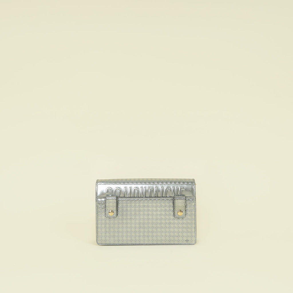 Christian Dior Silver 30 Montaigne Microcannge 2 Way Chain Pouch