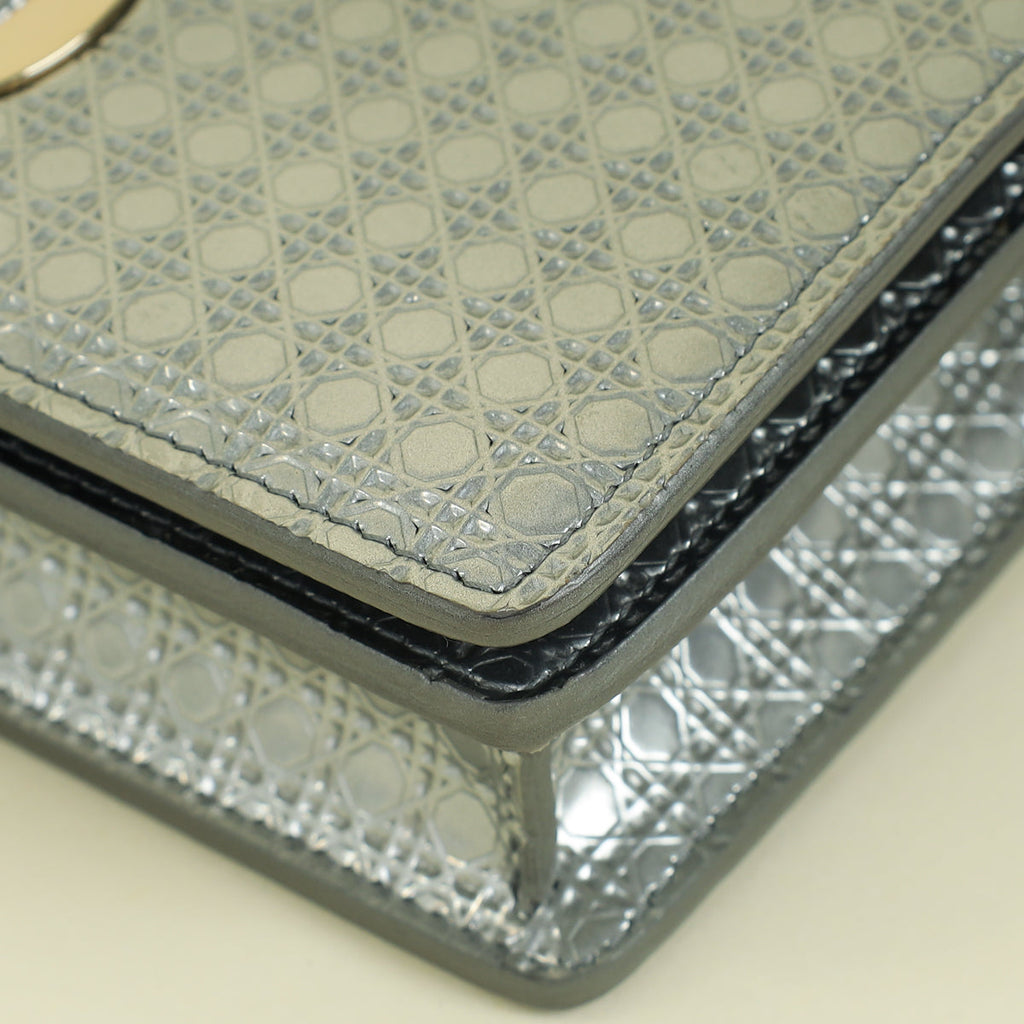 Christian Dior Silver 30 Montaigne Microcannge 2 Way Chain Pouch