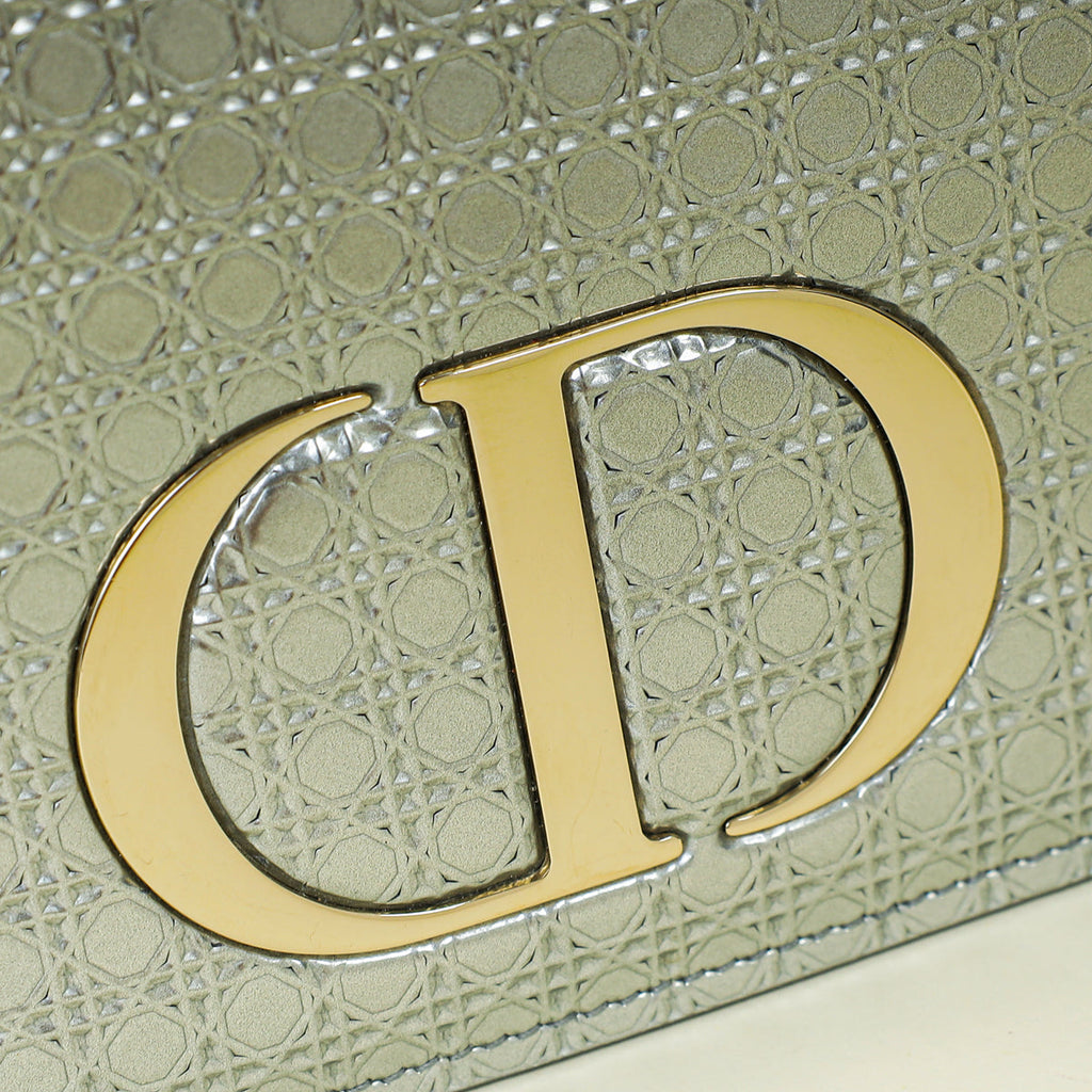 Christian Dior Silver 30 Montaigne Microcannge 2 Way Chain Pouch