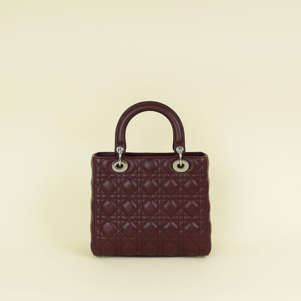 Christian Dior Burgundy Cannage Lady Dior Medium Bag