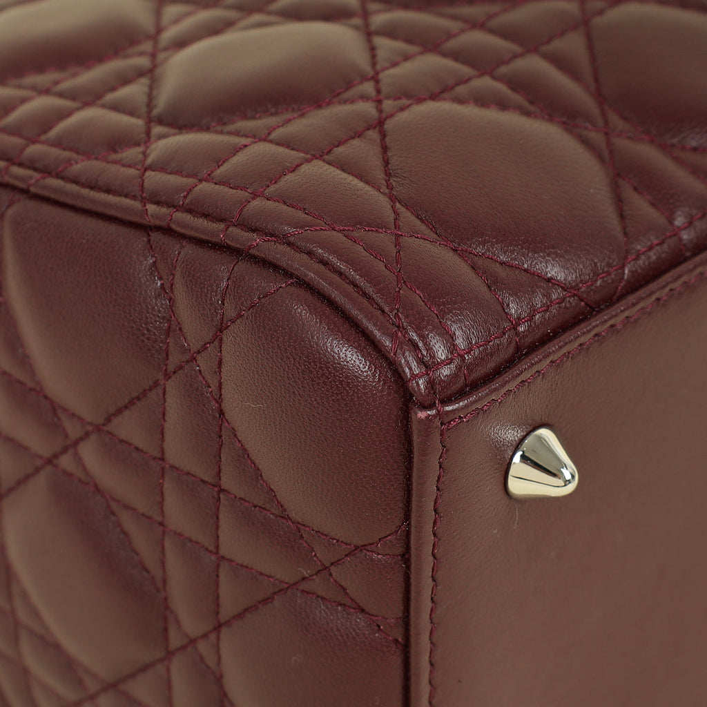 Christian Dior Burgundy Cannage Lady Dior Medium Bag