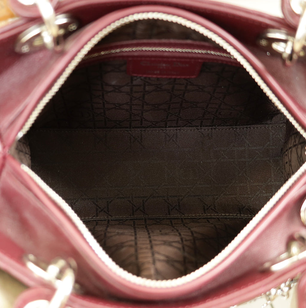 Christian Dior Burgundy Cannage Lady Dior Medium Bag