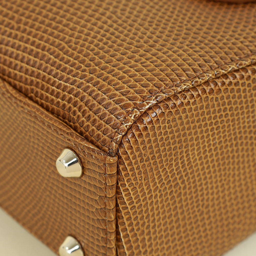 Christian Dior Brown Lizard Mini Chain Lady Dior Bag