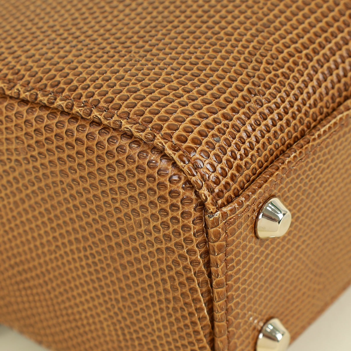 Christian Dior Brown Lizard Mini Chain Lady Dior Bag