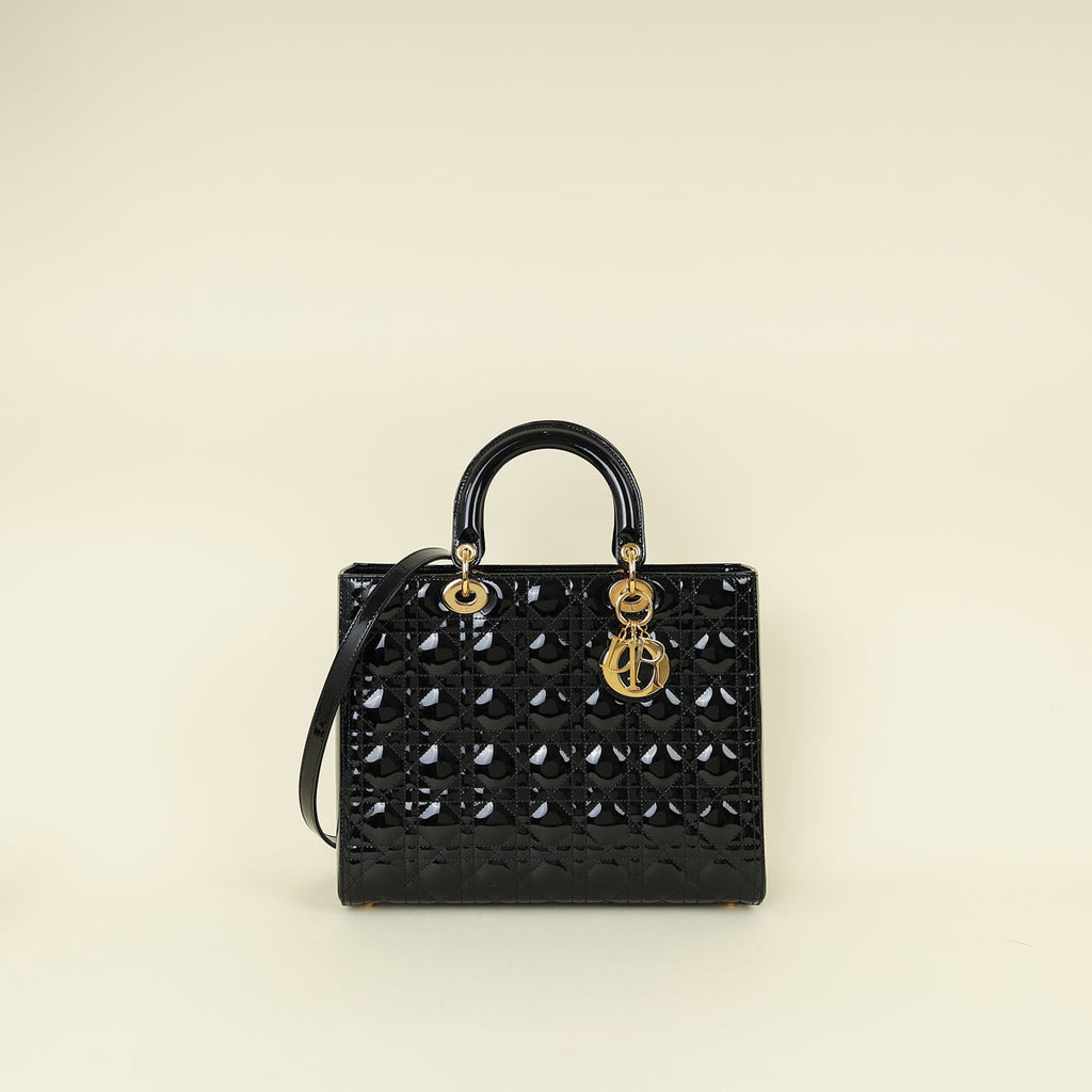 Christian Dior Black Lady Dior Large Bag