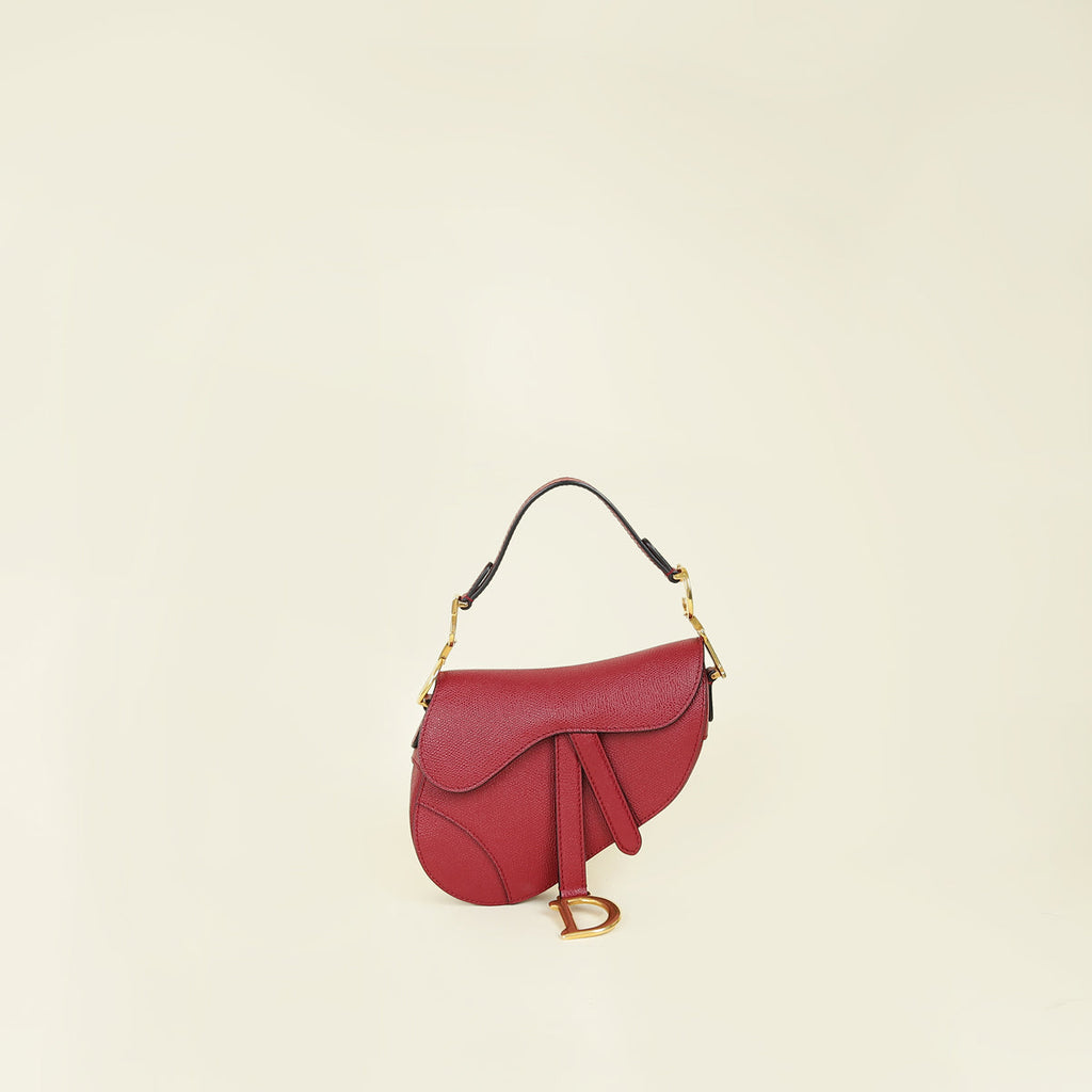 Christian Dior Red Mini Saddle Bag