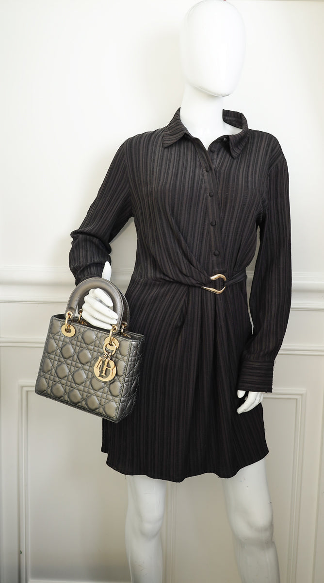 Christian Dior Metallic Asphalte My ABCDior Lady Dior Small Bag