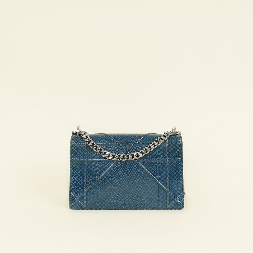 Christian Dior Blue Python Diorama Shoulder Bag