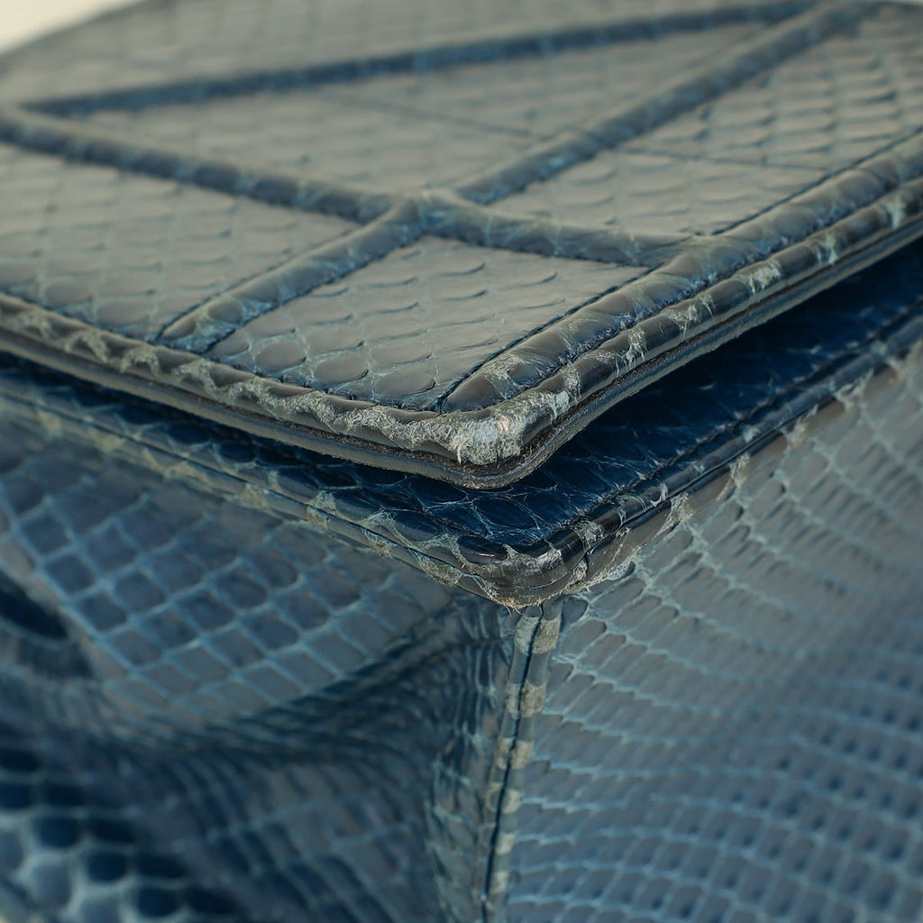 Christian Dior Blue Python Diorama Shoulder Bag