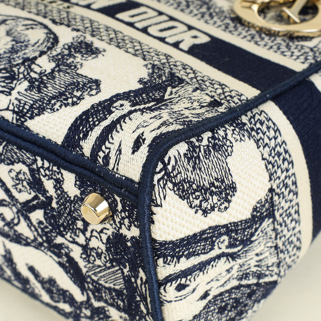 Christian Dior Bicolor Toile De Jouy Lady D-Lite Medium Bag