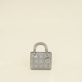 Christian Dior Gray Strass Cannage Satin Mini Lady Dior Bag