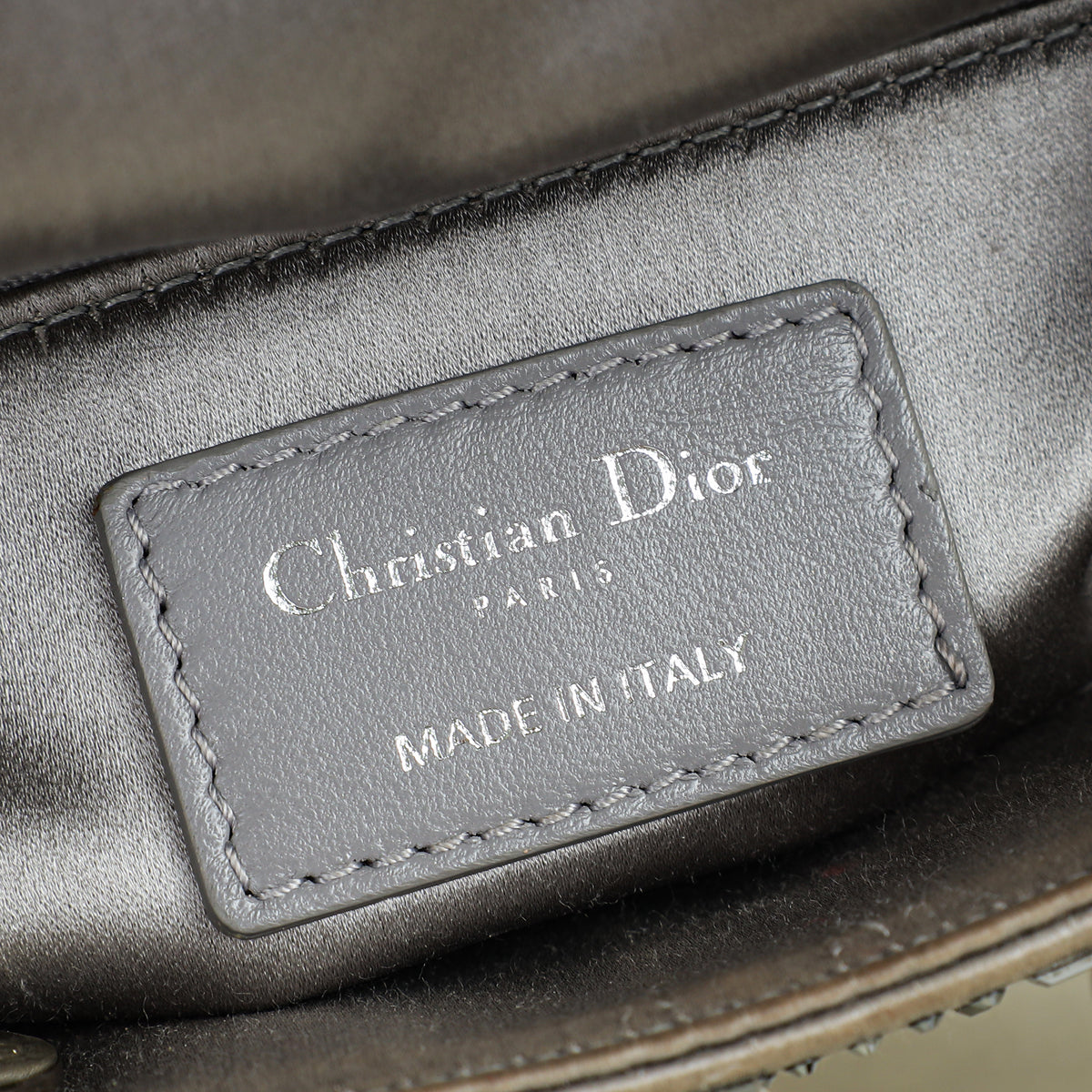Christian Dior Gray Strass Cannage Satin Mini Lady Dior Bag